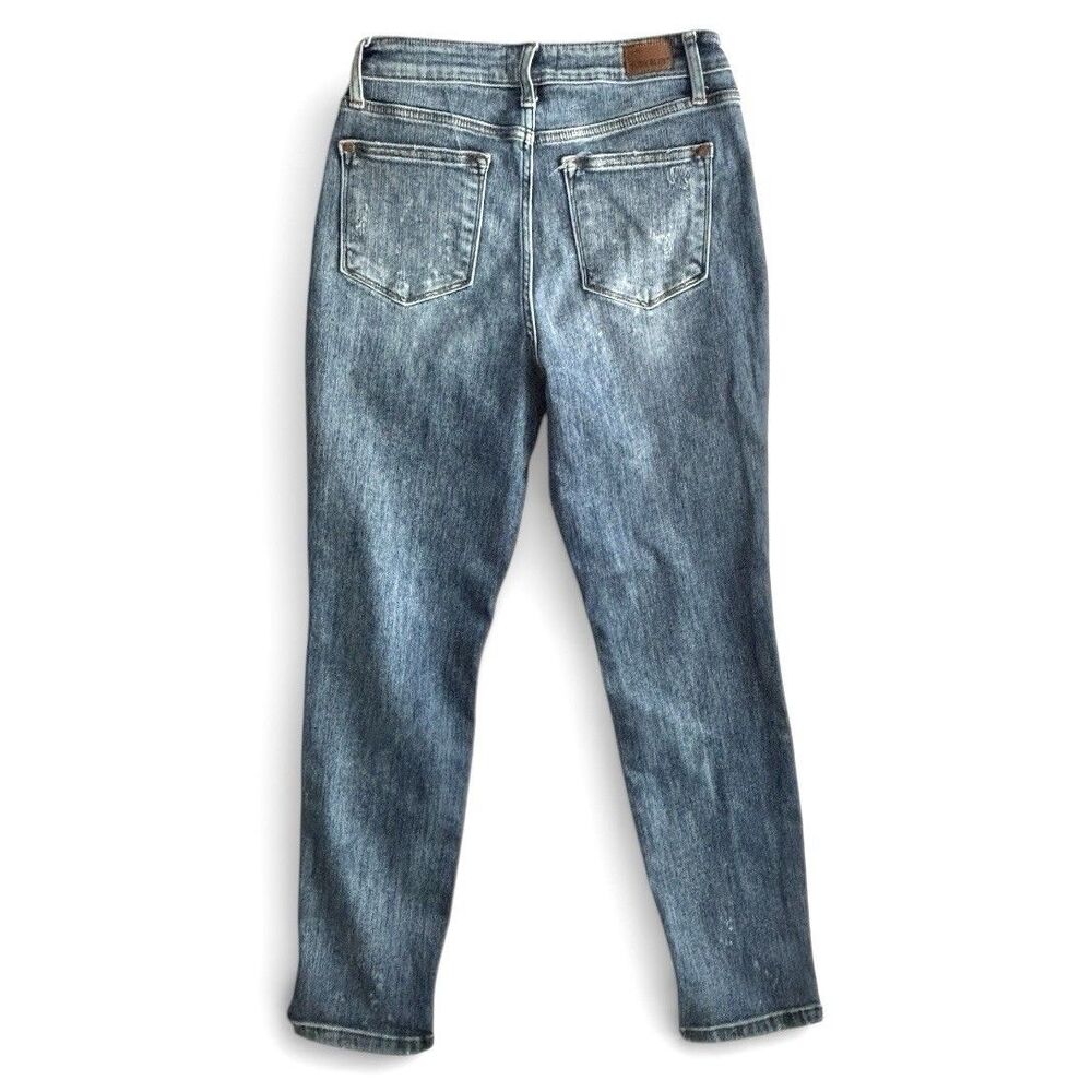 JUDY BLUE Blue Boyfriend Fit Skinny Jeans High Rise Distressed - Picture 4 of 11